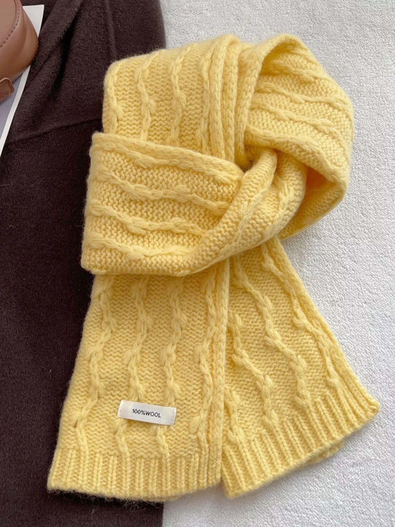 Wool Cozy Cable Knit Scarf