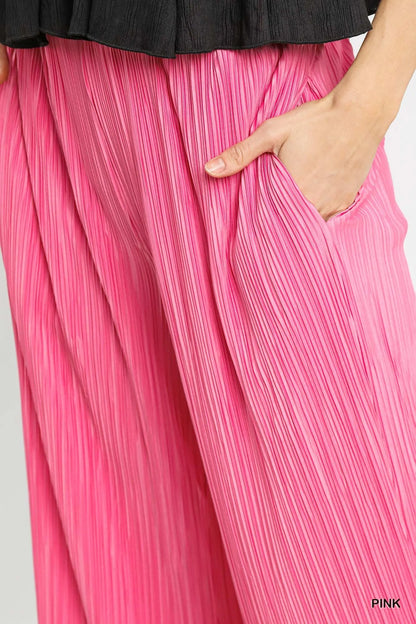 Umgee Wide Leg Textured Pants