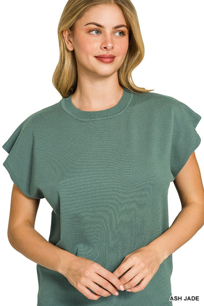 Zenana Viscose Round-neck Short Sleeve Sweater