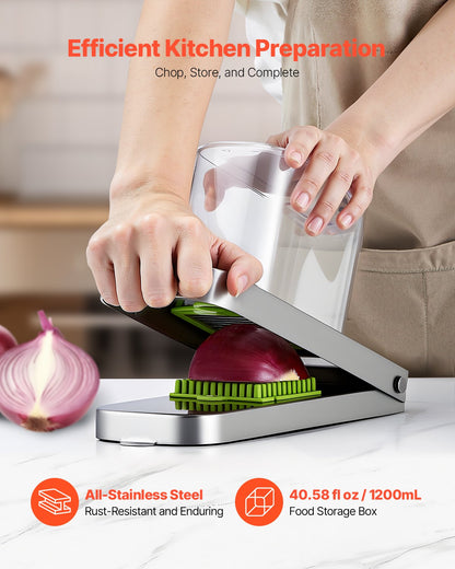 Vegetable Chopper Food Veggie Cutter 3 Stainless Onion Slicer With Container
