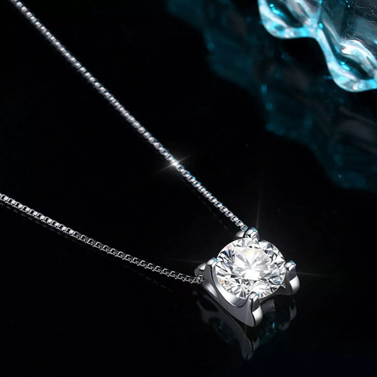 1 Carat 925 Sterling Silver Moissanite Pendant Necklace