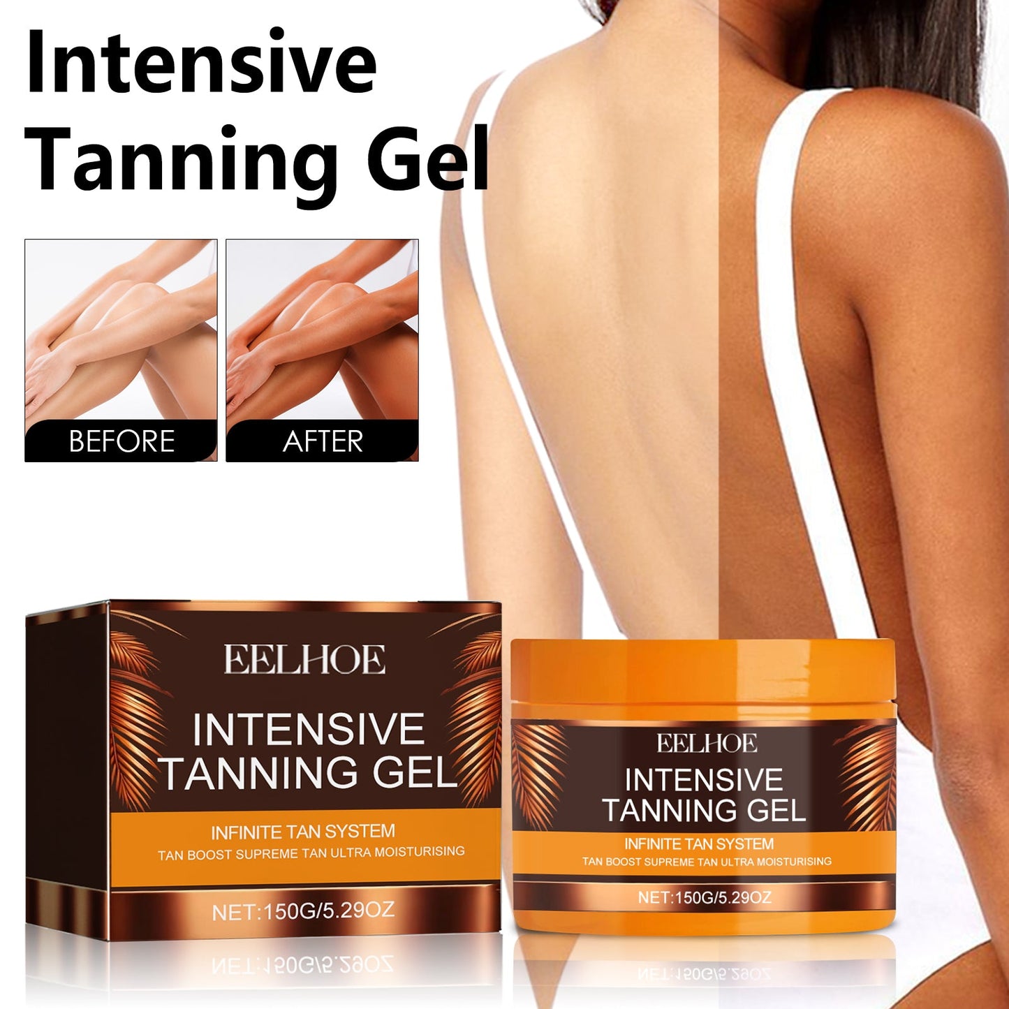 EELHOE Intensive Tanning Gel, Beach Tanning Wheat Tan Is Light And Non-Greasy