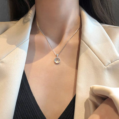 925 Sterling Silver Cat's Eye Stone Pendant Necklace