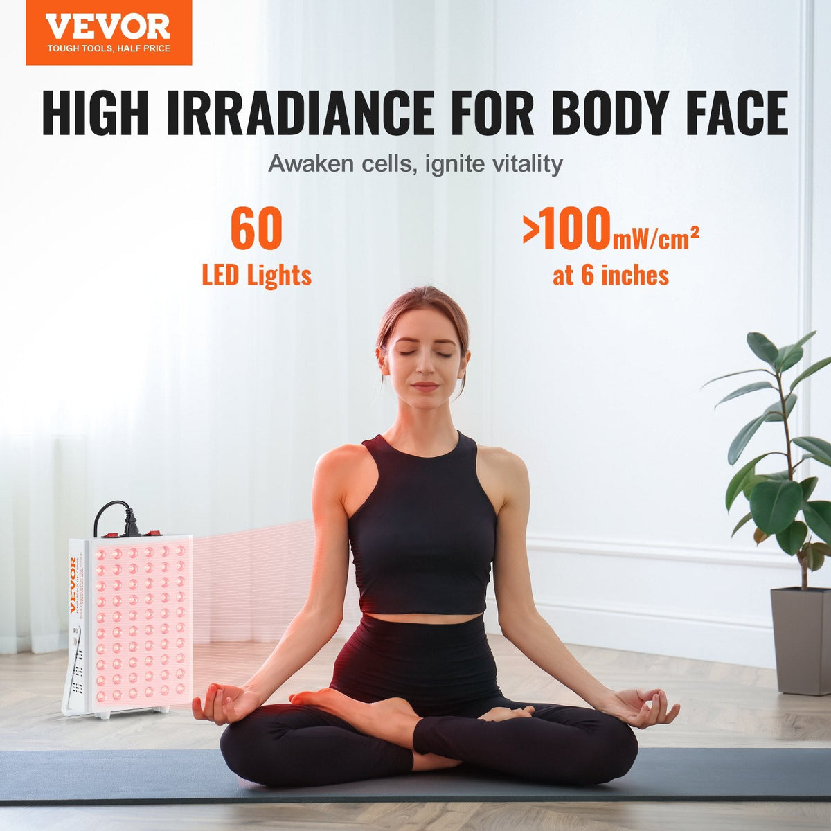 Red Light Therapy For Body Face, 60 Dual-Chip LEDs, Red 660nm & Near Infrared 850nm Combo, High Power Red Light Therapy Panel For Recovery, Pain Relief, Wound Healing, Skin Health, 80W