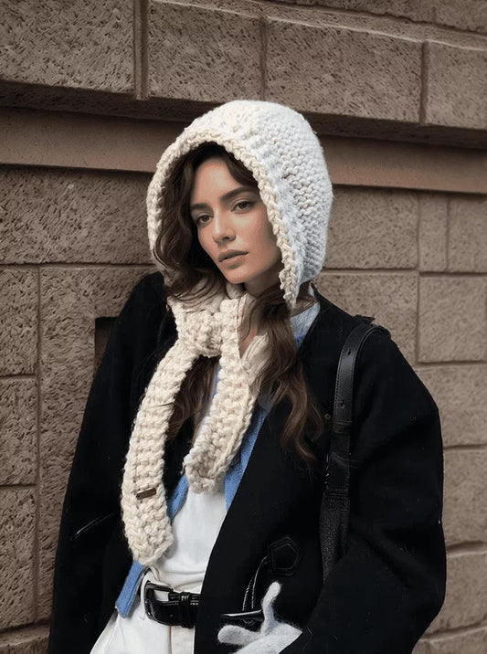 Knitted Hooded Scarf Hat