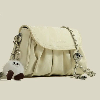 Ruched Chain Strap Shoulder Bag