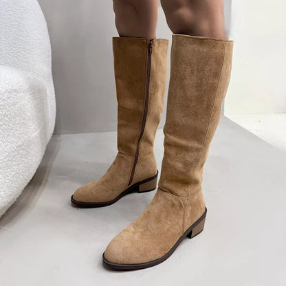 Round Toe Block Heels Boots