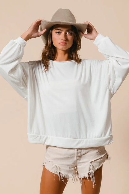 BiBi Loop Terry Pull Over With Cut Edge Band