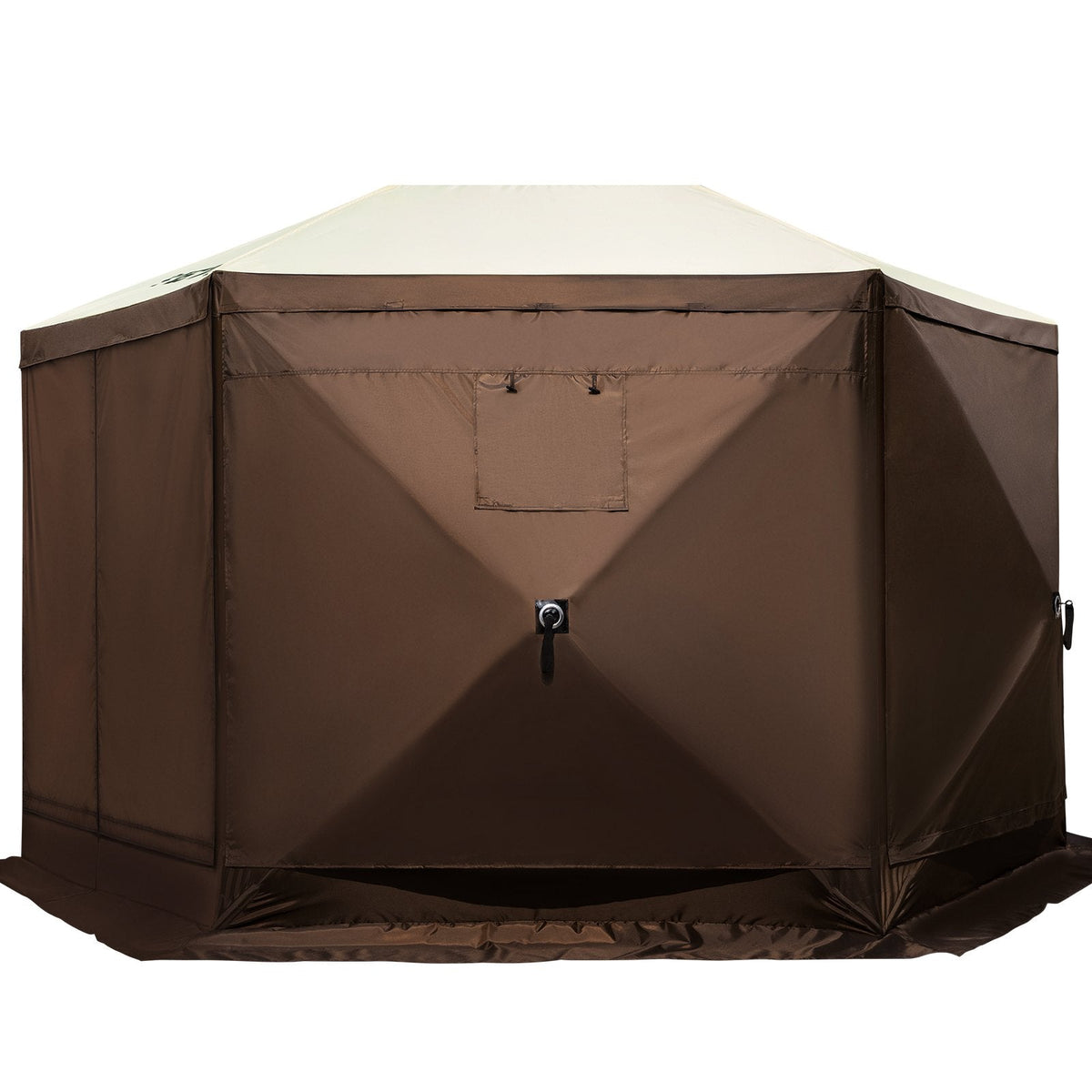 VEVOR Camping Gazebo Screen Tent, 6 Sided Pop Up Canopy Shelter Tent With Mesh Windows, Portable Carry Bag, Stakes, Large Shade Tents For Outdoor Camping, Lawn And Backyard, Brown Beige