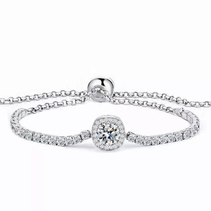 1 Carat Moissanite 925 Sterling Silver Chain Bracelet