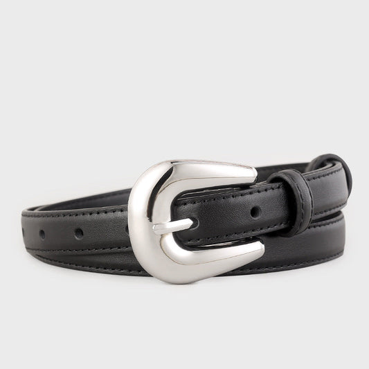 Leather Belt with Silver Buckle