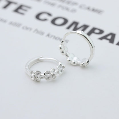 925 Sterling Silver Flower Hoop Earrings