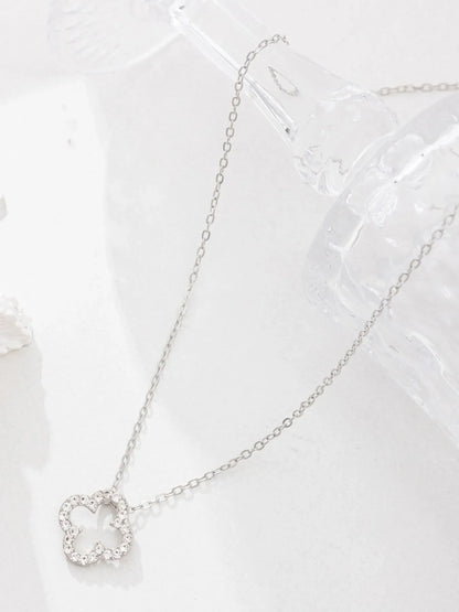 Inlaid Zircon Clover Pendant Necklace