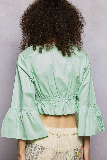 POL Floral Embroidered Cropped Blouse