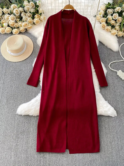 Round Neck Knitted Dress & Cardigan Set
