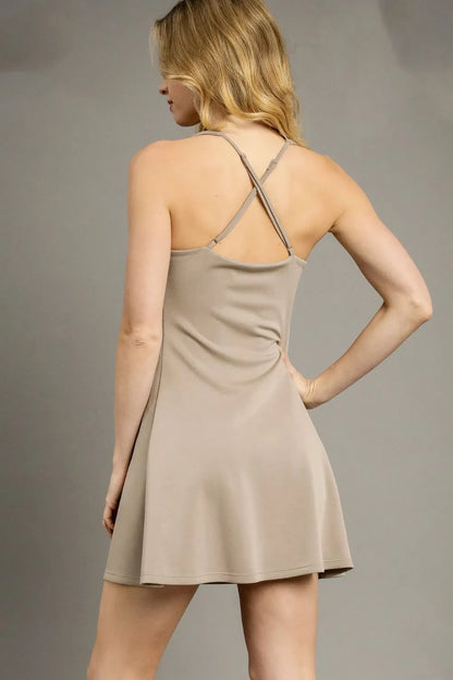 Umgee Crisscross Square Neck Active Dress