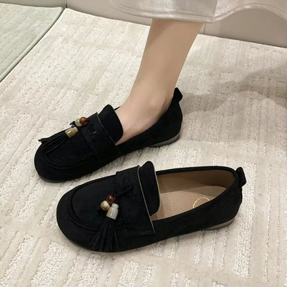 Tassel Round Toe Slip-Ons