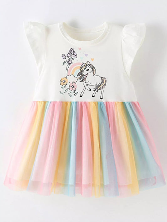 Children's Unicorn Rainbow Tulle Dress