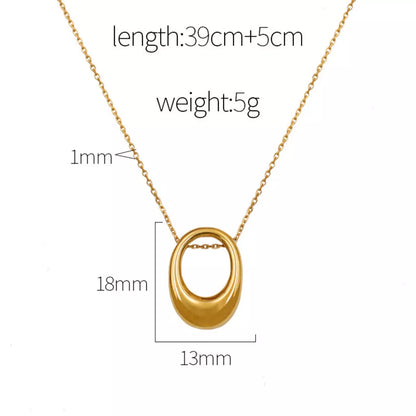 18K Gold-Plated Oval Pendant Necklace