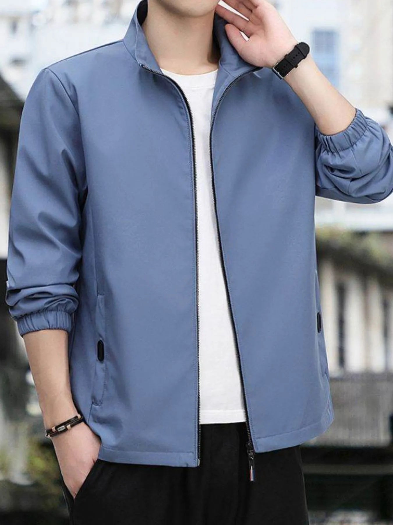 Men's Plus Size Zip Up Long Sleeve Jacket