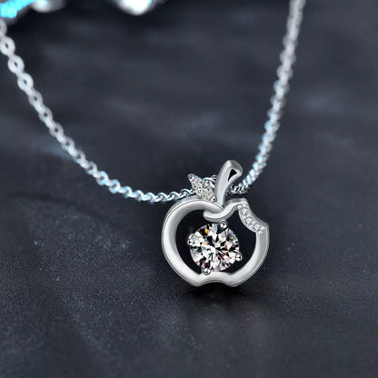 Moissanite 925 Sterling Silver Apple Pendant Necklace