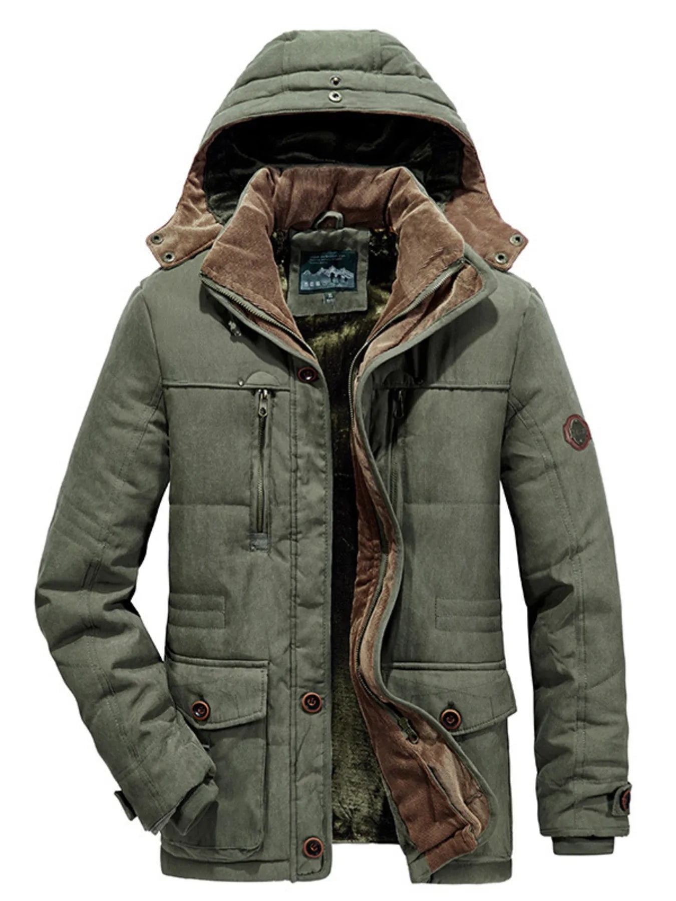 Men's Plus Size Warm Hooded Zip Up Winter Coat