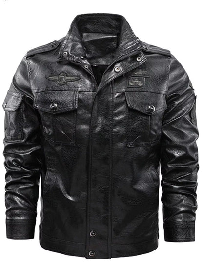 Men's Plus Size Vintage Style Faux Leather Moto Jacket