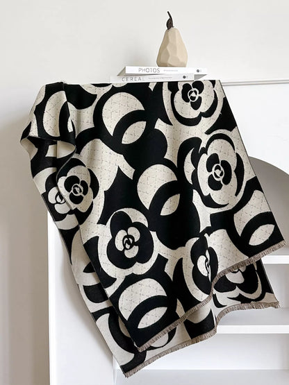 Floral Patterned Warm Scarf