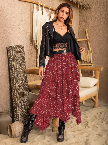Lace Detail Layered Skirt