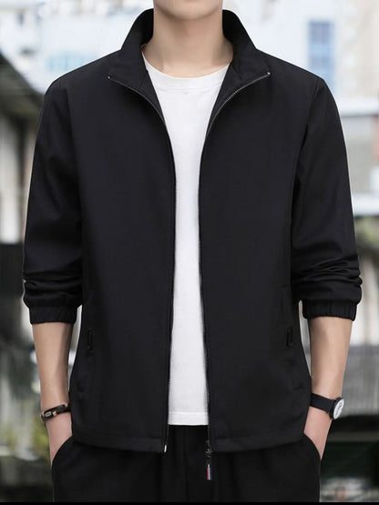 Men's Plus Size Zip Up Long Sleeve Jacket