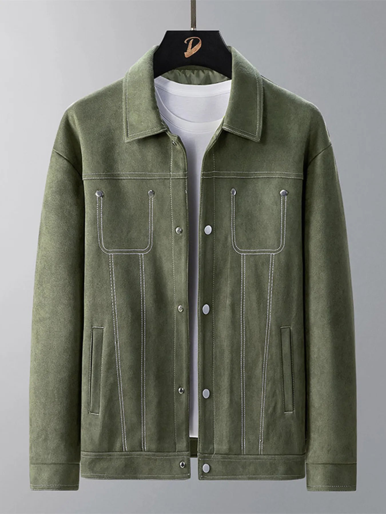 Men's Plus Size Snap Down Long Sleeve Jacket