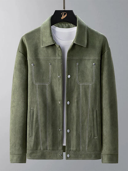 Men's Plus Size Snap Down Long Sleeve Jacket