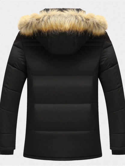 Men's Plus Size Fur Hooded Winter Parka Jacket