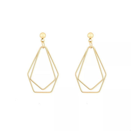 18K Gold-Plated Alloy Geometric Wire Drop Earrings