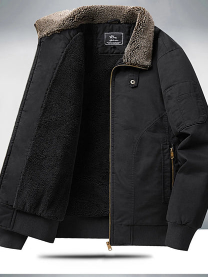 Men's Plus Size Sherpa Lined Zip Up Jacket