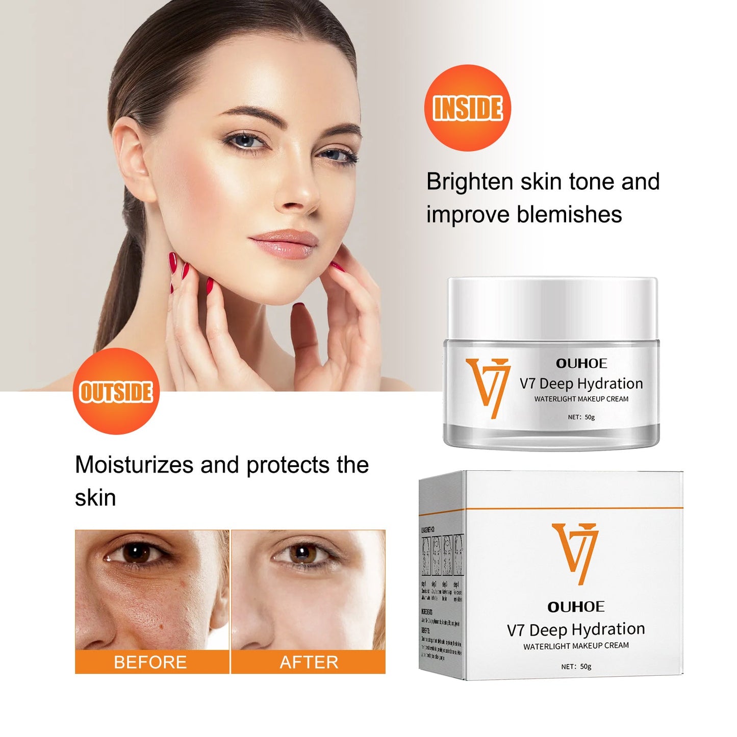 OUHOE  Moisturizing And Brightening Toning Cream, Moisturizing Face, Beauty, Rejuvenation, Moisturizing Cream, Brightening, Firming And Smoothing Cream
