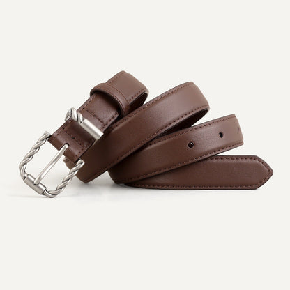 Leather Belt with Twisted Buckle
