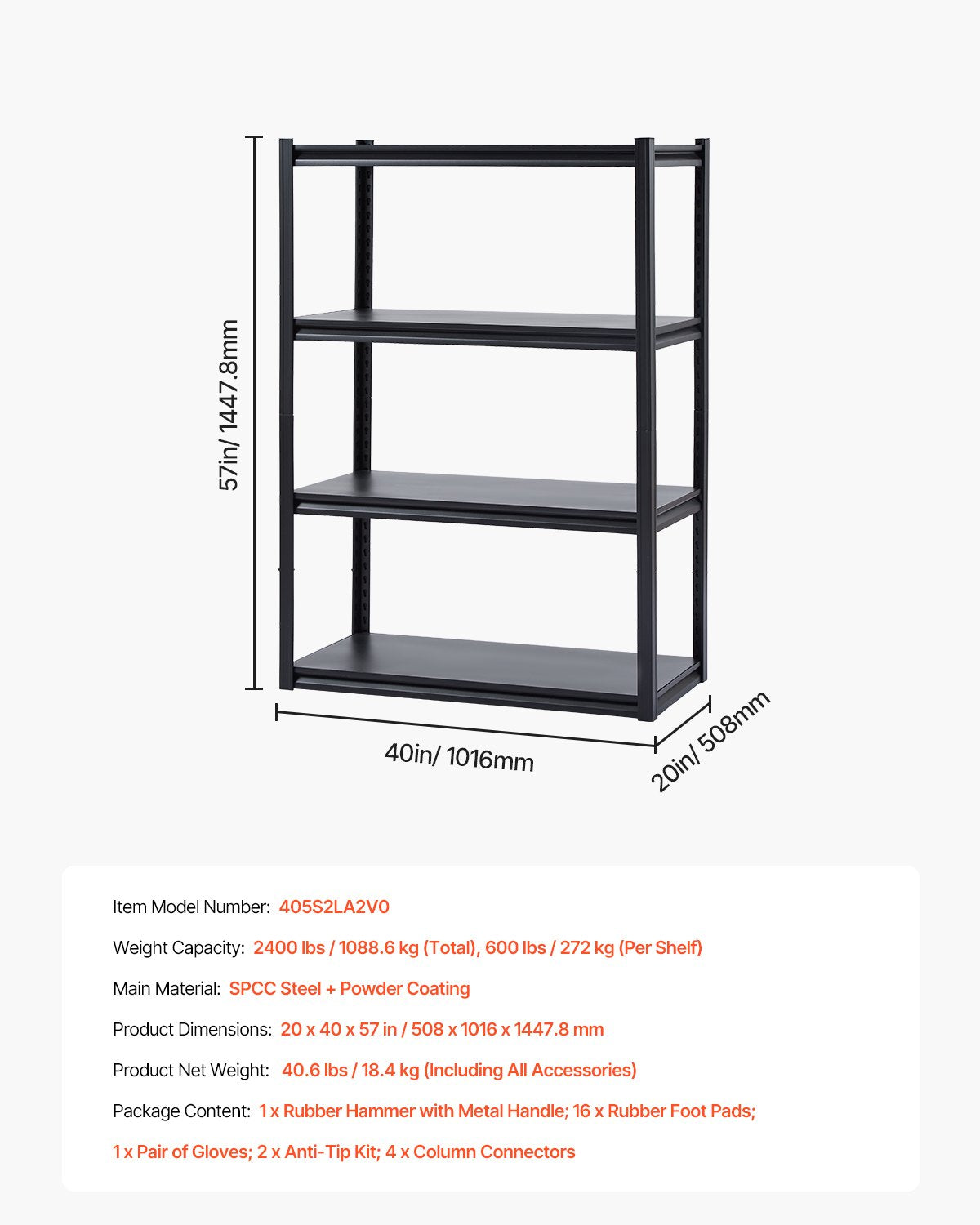 Storage Shelves 4-tier Garage Storage Shelving