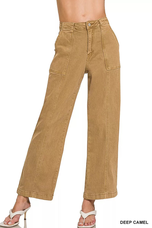 Zenana Straight Leg Utility Pocket Jeans