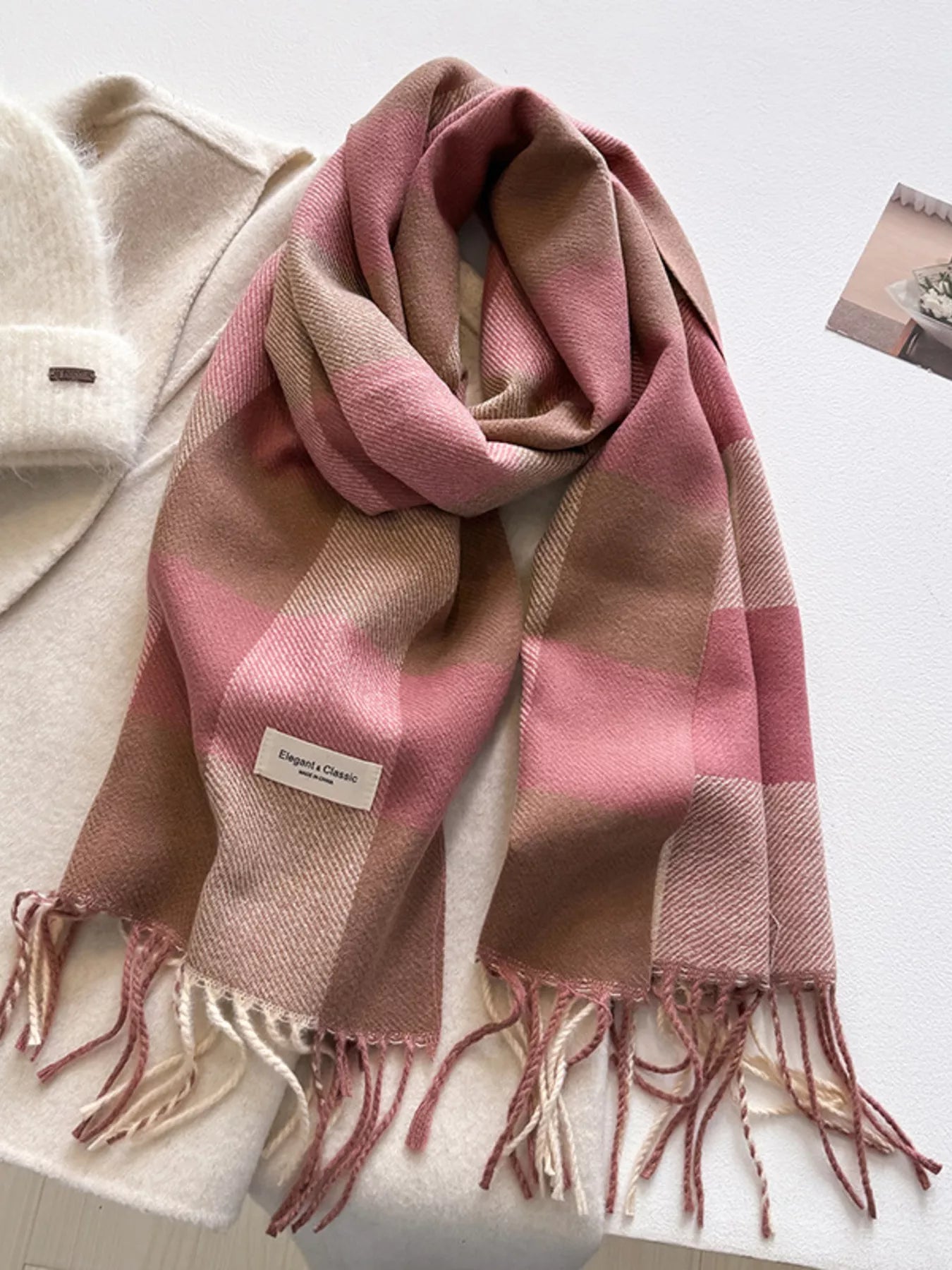 Plaid Fringe Scarf