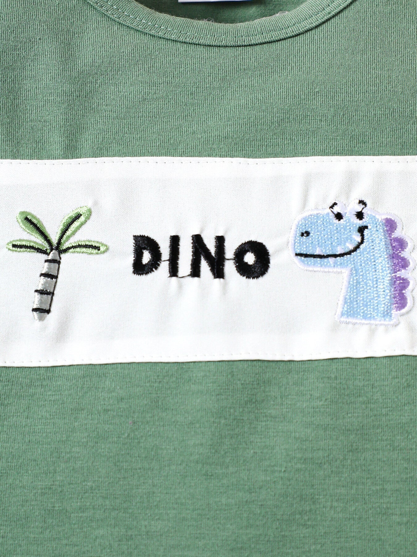 Children's Dino Embroidered Tee & Striped Shorts Set
