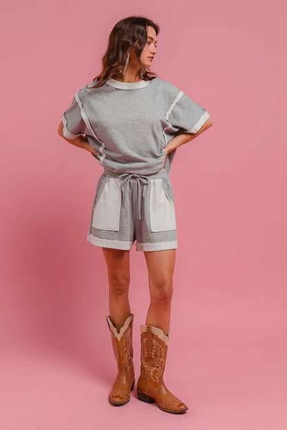 BiBi French Terry Knit Shorts with Side Pocket