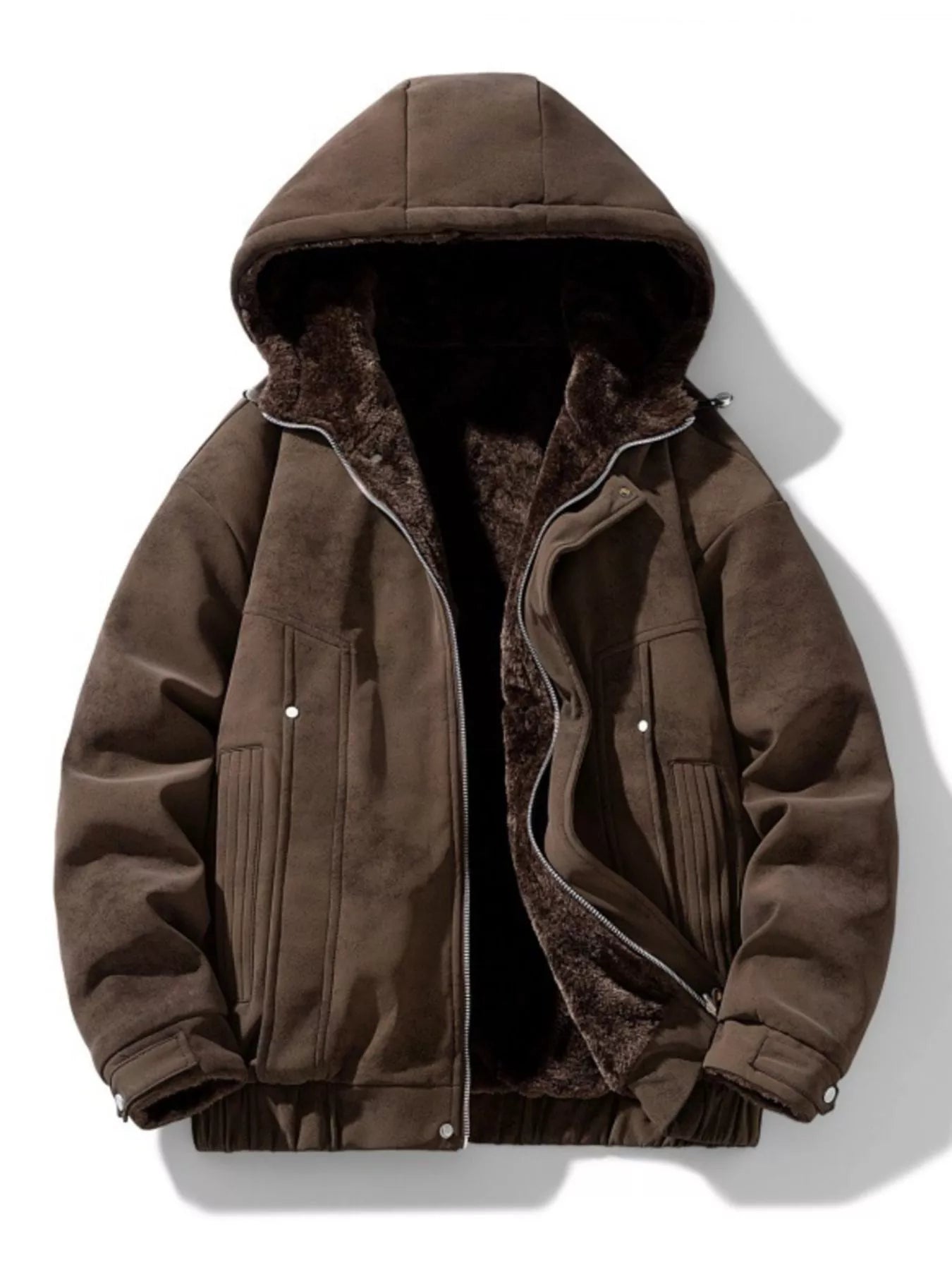 Men's Plus Size Hooded Fleece Lined Winter Jacket