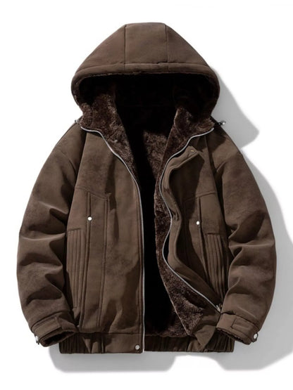 Men's Plus Size Hooded Fleece Lined Winter Jacket