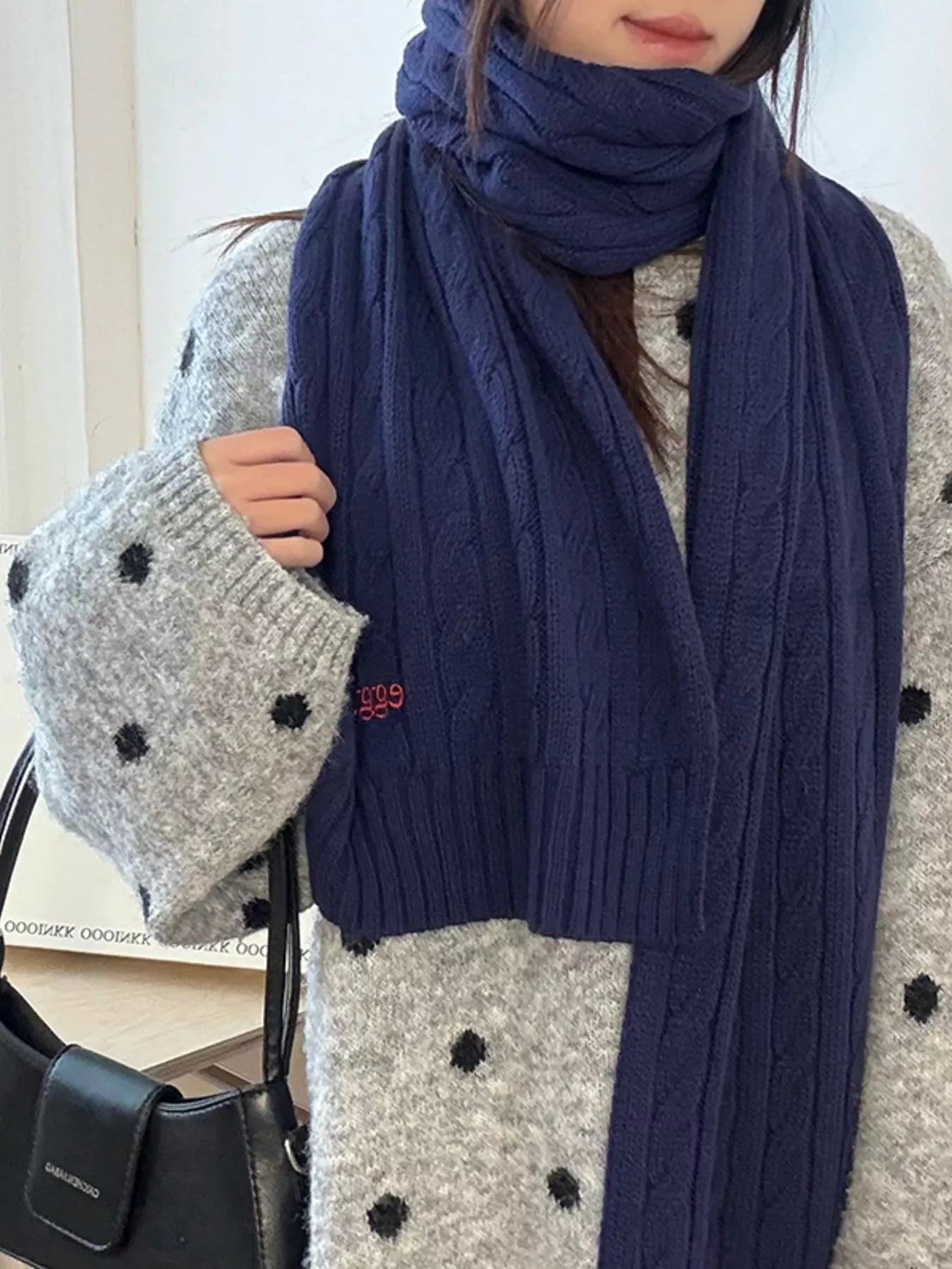 Ribbed Knitted Winter Scarf