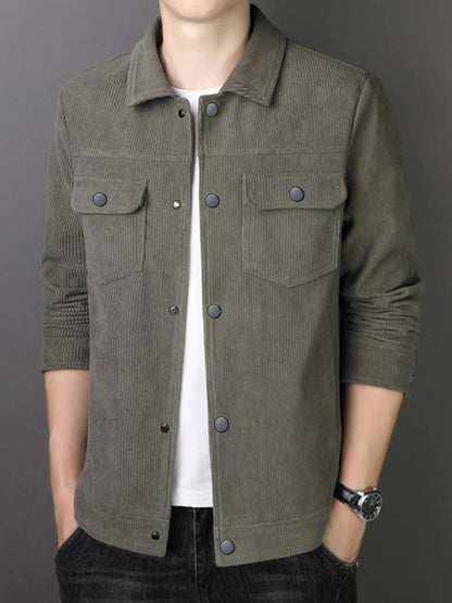 Men's Plus Size Casual Corduroy Button-Down Jacket