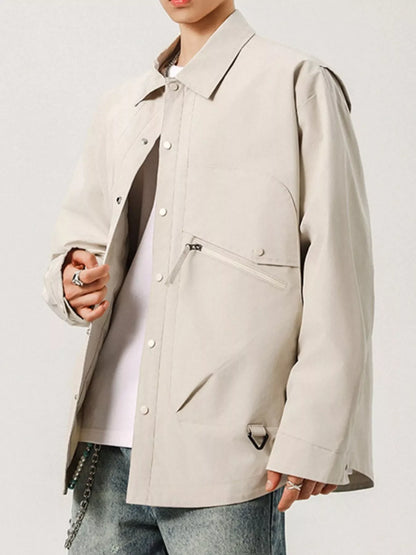 Men's Plus Size Casual Snap-Down Jacket