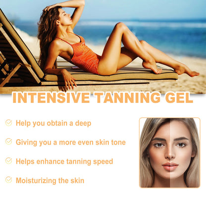 Hoygi Intensive Tanning Gel, Summertime Seaside Beach Sunbath To Help Tanning Wheat Color Body Moisturizer Gel