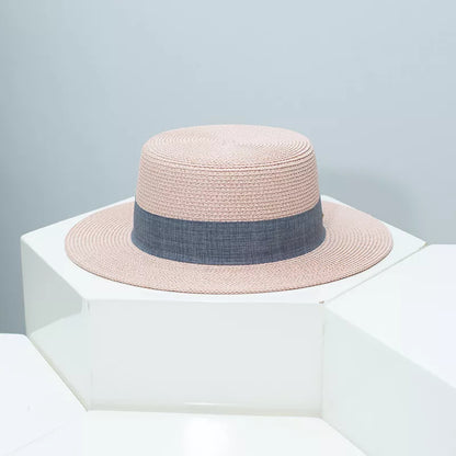 Straw Boater Hat with Ribbon