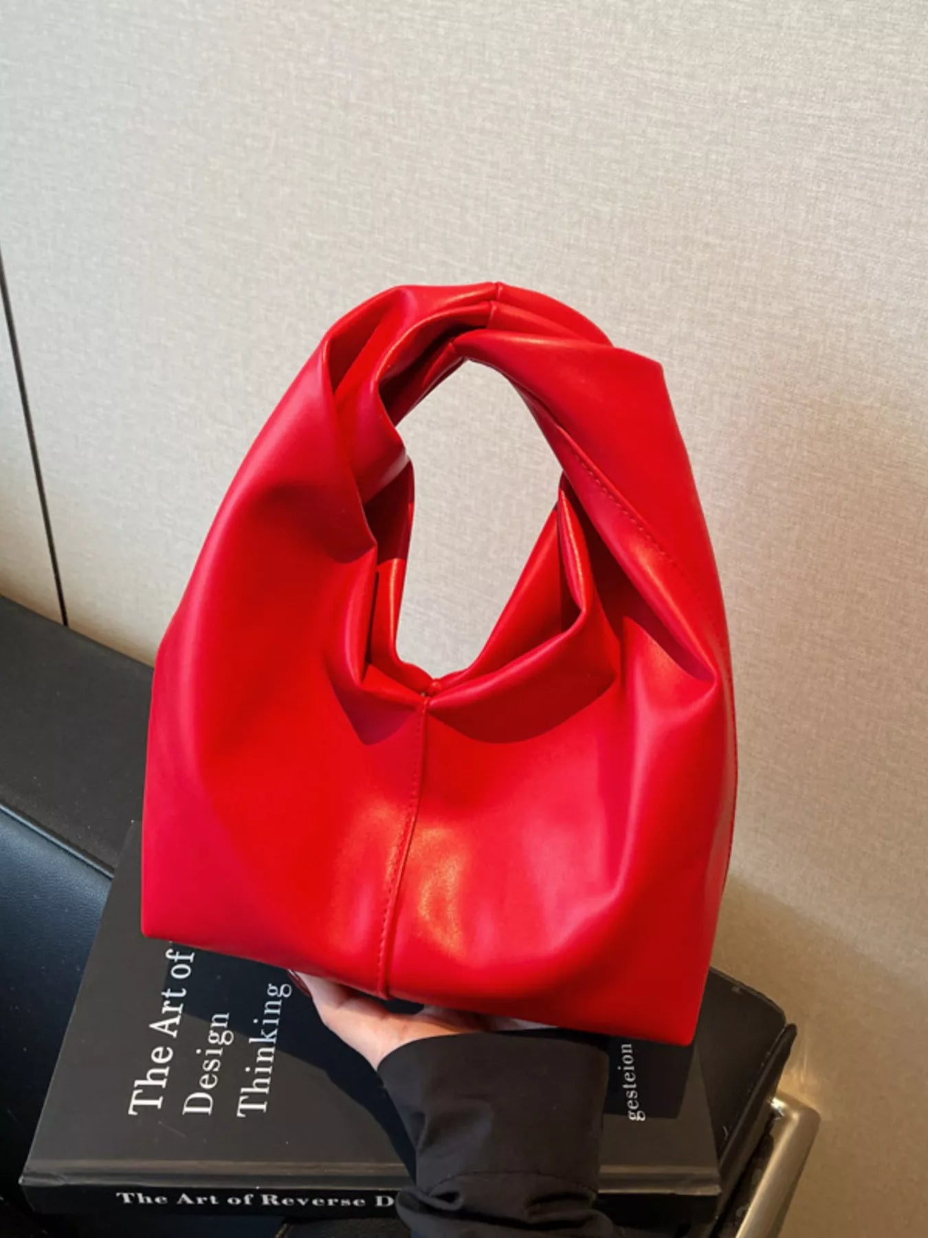 Knot Handle Leather Handbag